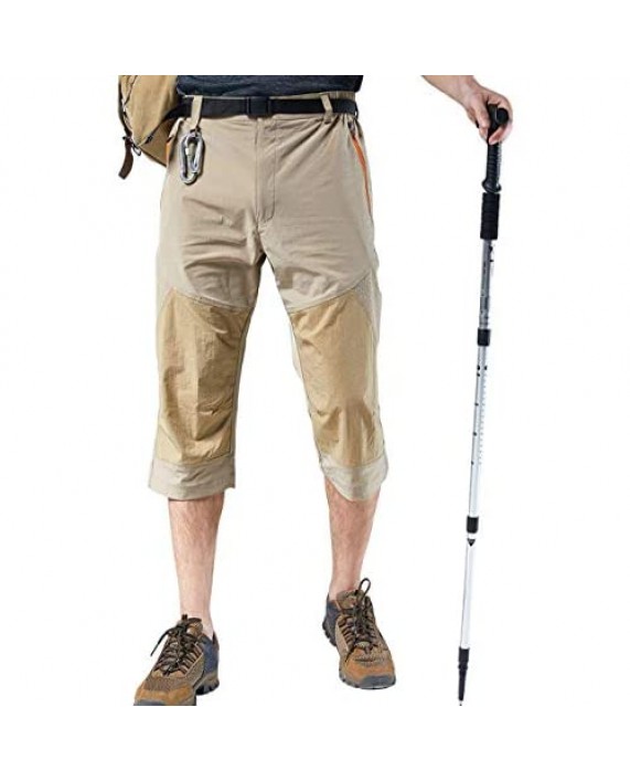 Vcansion Men's Outdoor Quick Dry Hiking Cargo Capri Shorts Summer 3/4 Pants