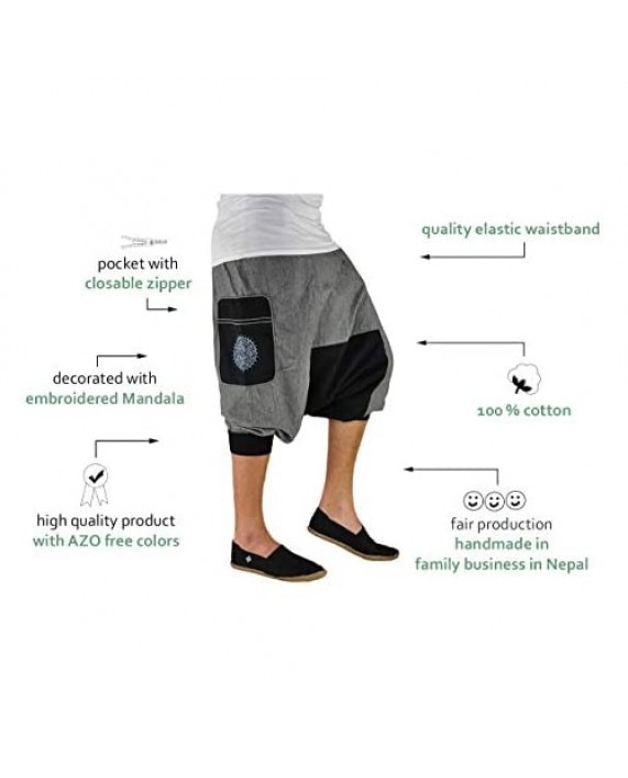 virblatt - Harem Shorts Men & Women | 100% Cotton | Boho Hippie Shorts Yoga Short Genie Summer Pants Cropped Aladdin