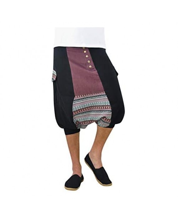 virblatt - Harem Shorts Men and Women | 100% Cotton | Short Pants Drop Crotch Hippie Shorts Genie Cotton Aladdin Boho