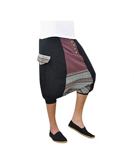 virblatt - Harem Shorts Men and Women | 100% Cotton | Short Pants Drop Crotch Hippie Shorts Genie Cotton Aladdin Boho